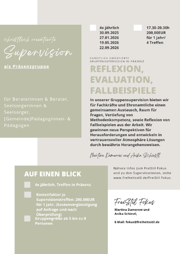 Gruppensupervision präsent an vier Terminen