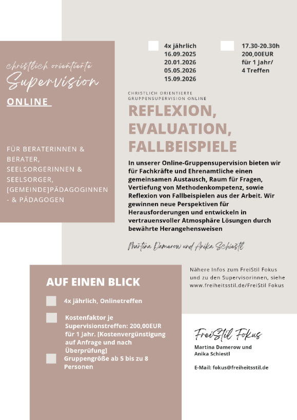 Gruppensupervision online an vier Terminen